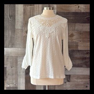 Gorgeous white peasant top medium boho angelic coquette romantic flower power